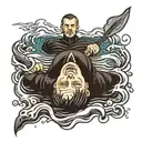 drowning man tattoo design idea