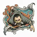 drowning man tattoo design idea