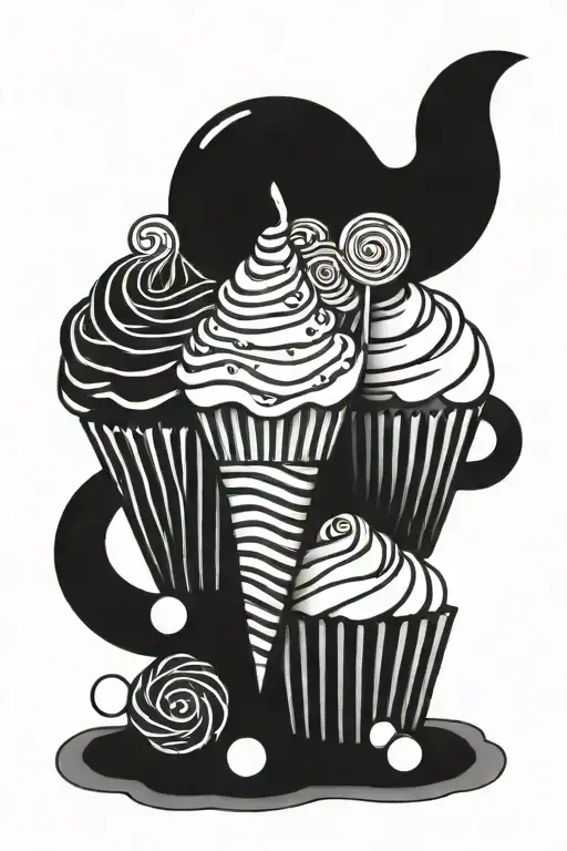 candy and cupcake tattoo design idea