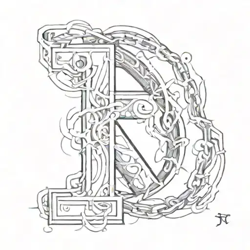 the letter C with lightning coming out of the lower border of the letter, the letter N with broken chains encircling it  tattoo design idea