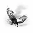 bald eagle going for a prey and in full flight tattoo design idea