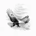 bald eagle going for a prey and in full flight tattoo design idea
