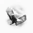 bald eagle going for a prey and in full flight tattoo design idea