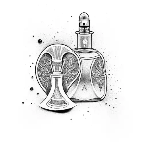 a perfume that sprays an sneakers tattoo design idea