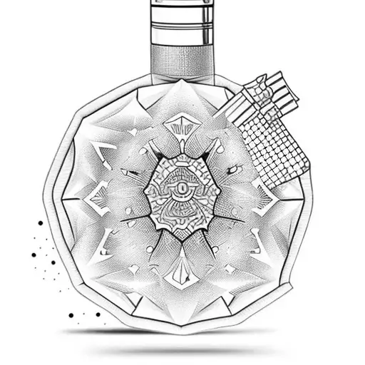 a perfume bottle that sprays an sneakers tattoo design idea