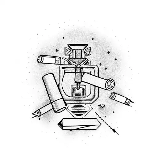 a perfume bottle that sprays an sneakers tattoo design idea