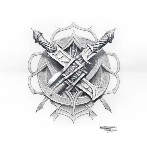 crossed iron swords tattoo design idea