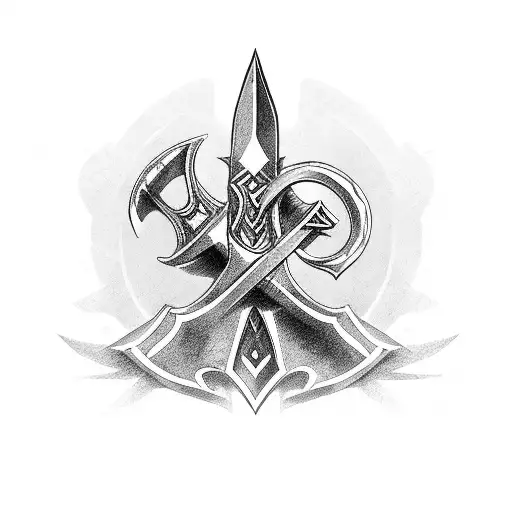 Two iron swords standing crossed tattoo design idea