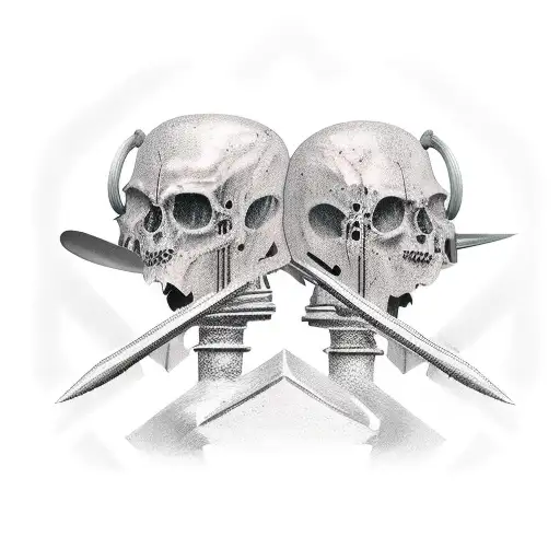 Two iron swords standing crossed tattoo design idea