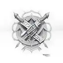 crossed iron swords tattoo design idea