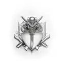 crossed iron swords tattoo design idea