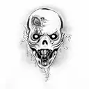 zombie, walking dead, bite tattoo design idea
