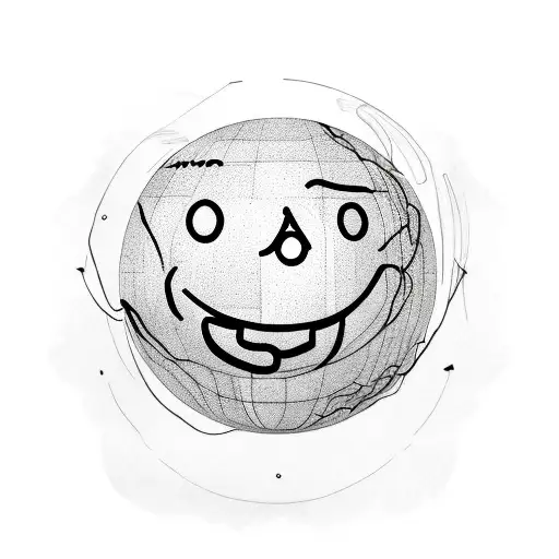 Smiley face with globe tattoo design idea