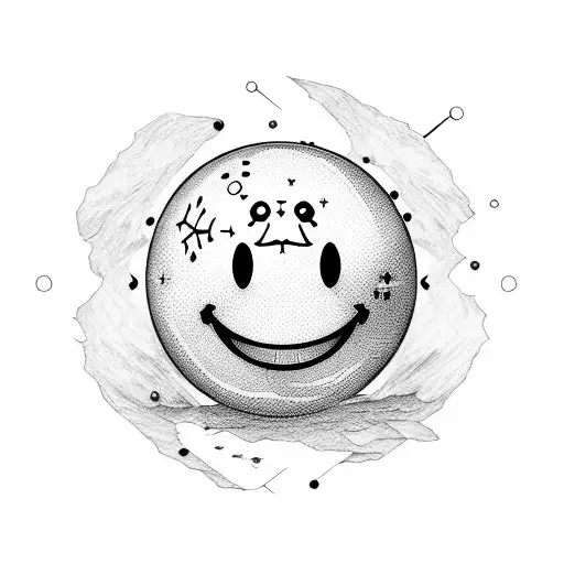 Smiley face with globe tattoo design idea