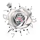 A dotwork tattoo showcasing a cybernetic rose with circuitry-inspired petals, symbolizing the client's passion for cyberpunk and their love for the elegance of roses. tattoo design idea