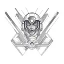 A sketch-style tattoo of a cybernetic motorcycle merging with a spaceship, symbolizing the fusion of the client's love for motorcycles and space exploration. tattoo design idea