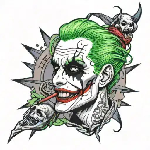 Harley quuin from suicide squad Joker's face made tattoo design idea