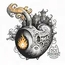 Calcifer howls moving castle hanging with the words "a heart's a heavy burden" tattoo design idea