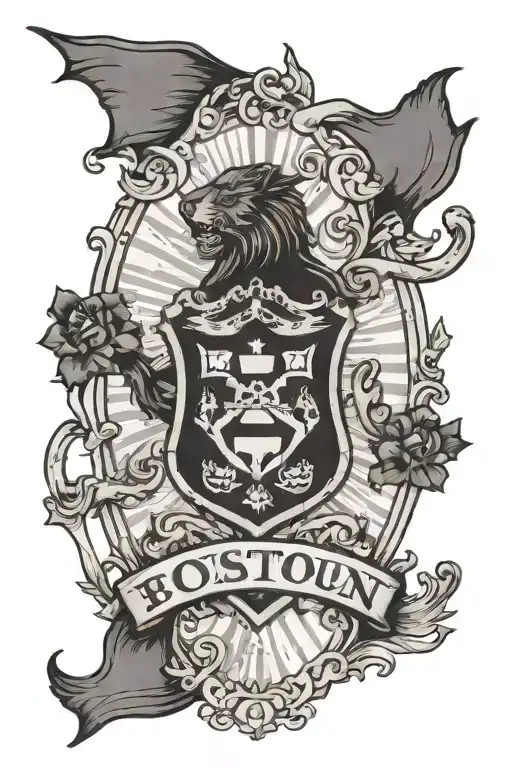 Combine the Boston United football club crest with a vintage map of the area tattoo design idea