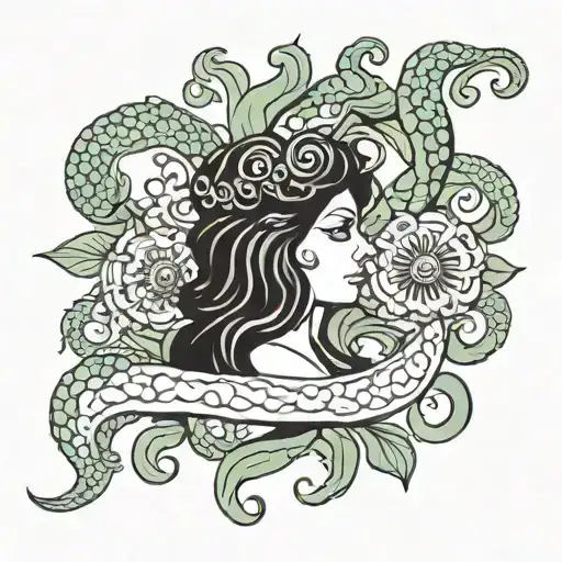 sicilian trenacria with medusa tattoo design idea