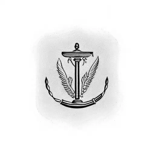A blackwork tattoo of a gavel with the letter V incorporated into the handle, representing occupation indian dvocate. tattoo design idea