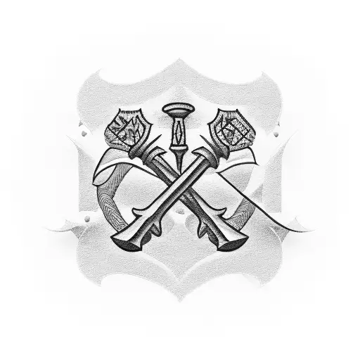 A blackwork tattoo of a gavel with the letter V incorporated into the handle, representing your occupation as an advocate. tattoo design idea