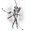 rei ayanami with spear of longinus tattoo design idea