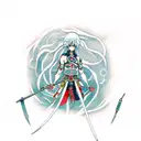 rei ayanami with spear of longinus tattoo design idea