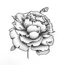 peony, carnation, poppy, aster one flower of each with long stems grouped together tattoo design idea