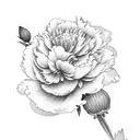 peony, carnation, poppy, aster bouquet tattoo design idea