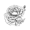 peony, carnation, poppy, aster bouquet tattoo design idea