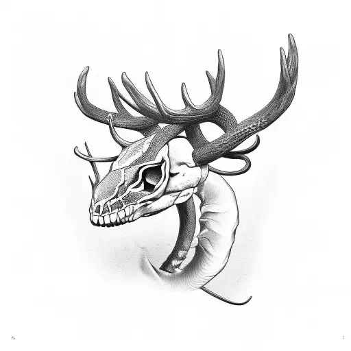 Deer head set. Black and white vector illustration for tattoo. 25877140  Vector Art at Vecteezy