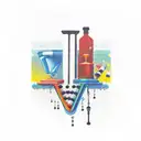 Three elements mixed: erlenmeyer, fountain pen, piano keys. Trask polka style tattoo design idea
