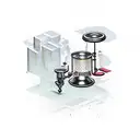 Three elements mixed: erlenmeyer, fountain pen, piano keys. Trask polka style tattoo design idea