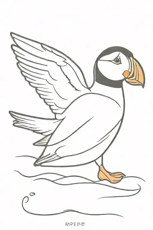 a puffin swimming tattoo design idea