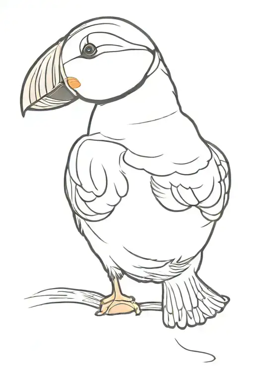 Puffin wearing a puffer vest tattoo design idea