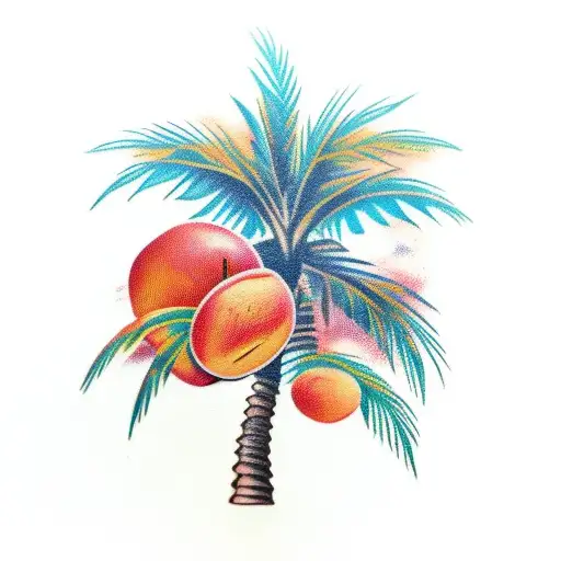 Palm tree with peaches on it  tattoo design idea