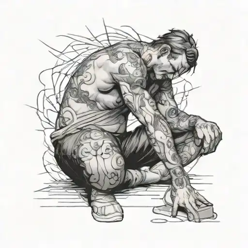 The bum is sad and he writes HAZEN next to him the size of his chest to cover tattoo design idea