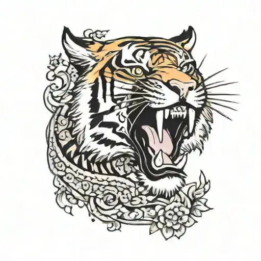 Tiger that's climbing a arm   tattoo design idea