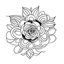violet flower with scottish  tattoo design idea