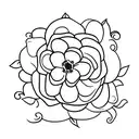 violet flower with scottish  tattoo design idea