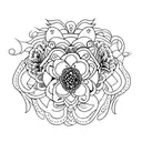 violet flower with scottish  tattoo design idea