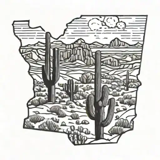 arizona desert landscape tattoo design idea