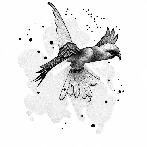 butcher bird flying tattoo design idea