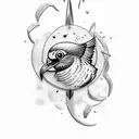 butcher bird flying tattoo design idea