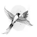 butcher bird flying tattoo design idea