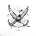 butcher bird flying tattoo design idea