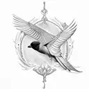 butcher bird flying tattoo design idea