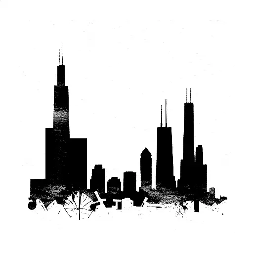 chicago skyline silhouette tattoo