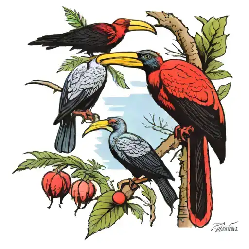 Trinidad Scarlet Ibis, Puerto Rico Coqui and Ecuador Condor tattoo design idea